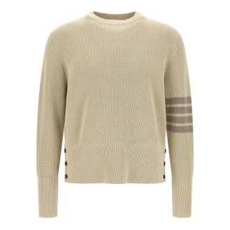 Thom Browne Truien & Vesten, Heren, Beige, L, Katoen, Cotton 4-Bar Pullover
