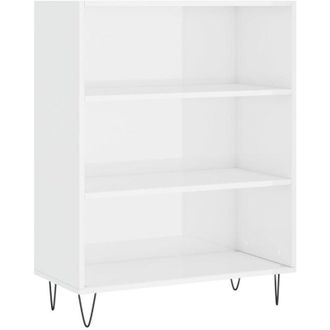 vidaXL Libreria Bianco Lucido 69,5x32,5x90 cm in Legno Multistrato - Vidaxl