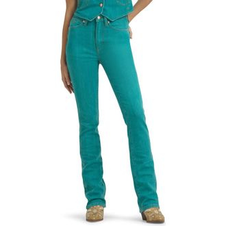 Wrangler x Lainey Wilson High Waist Boothuggers Jeans in Turquoise at Nordstrom, Size 24