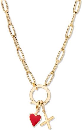 Brook & York Cameron Initial Heart Charm Necklace in Gold X at Nordstrom