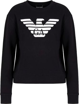 Emporio Armani Sweatshirts, female, Blue, Size: XS Navy Blue Jersey Sweatshirt with White Eagle Logo