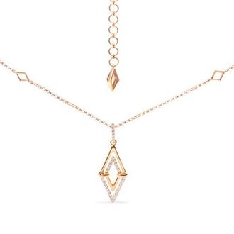 House of Brilliance 14K Yellow Gold 1/4 Cttw Diamond Double Triangle Geometric Pendant Necklace at Nordstrom