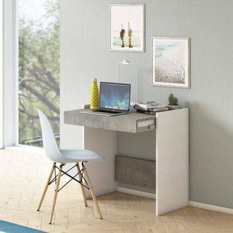 Dmora Dmora - Escritorio Dbeltr&aacute;, Escritorio Moderno Con Caj&oacute;n, Mesa De Estudio U Oficina Para Porta Libros De Pc, 100% Made In Italy, 80x40h79 Cm, Blanco Y