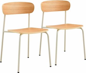 Oviala Juego de 2 sillas de madera beige