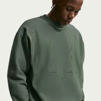 Nike Mens Solo Fleece Loose Crew-Neck Sweatshirt in Green | IZ7847-303