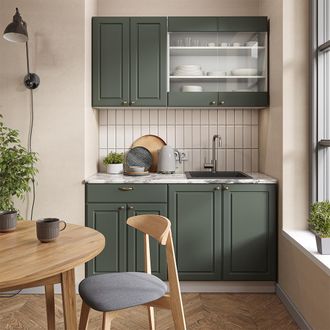 Vicco Cocina Para Solteros Fame-line, Verde-dorado Casa De Campo/blanco, 140 Cm, Et Antracita, Vicco