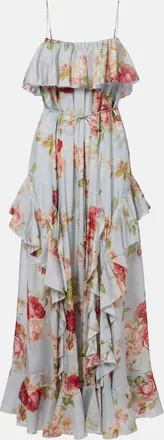 Zimmermann Roselight floral ruffled silk maxi dress