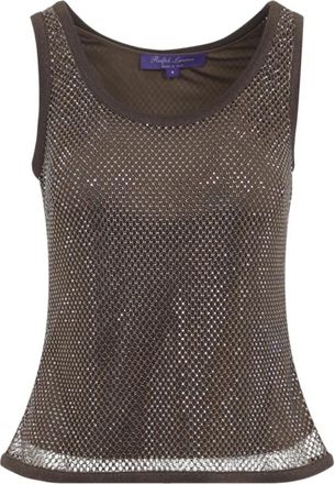 Ralph Lauren Melony Embellished Mesh Tank Top - Dames - Tops zonder mouwen - Bruin - XS - Polyester - Tops