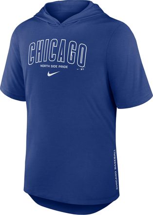 Nike Chicago Cubs Arched Wordmark Nike Mens Dri-FIT MLB Hooded T-Shirt in Blue | 03NB4EWEJ-6XV