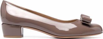 Ferragamo Bow Detail Block Heel Pumps - Womens - Calf Leather