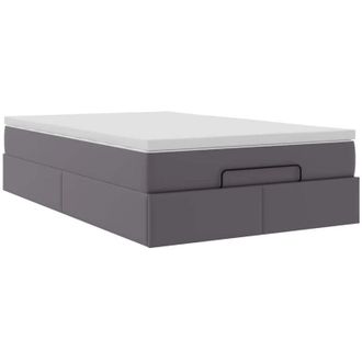 vidaXL Estructura Cama Otomana Colch&oacute;n Gris 120x190 Cm Cuero Sint&eacute;tico Vidaxl