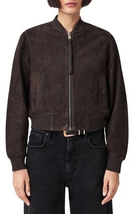 AllSaints Orten Suede Bomber Jacket in Bitter Brown at Nordstrom, Size 10 Us