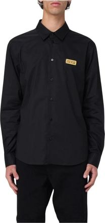 Versace Jeans Couture Stijlvol Zwart Button-Up Shirt - Heren - Casual Overhemden - Zwart - L - Katoen - Overhemden