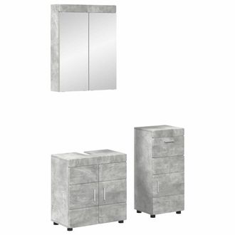 vidaXL Juego De Muebles De Ba&ntilde;o Tulum 3 Uds. Gris Concreto Vidaxl