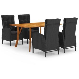 vidaXL Furniture Limited - Juego De Comedor De Jard&iacute;n De 5 Piezas Negro