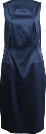 BOSS Boss Sleeveless Midi Dress in Navy Blue Acetate