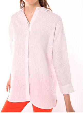 Vilagallo Louisa Embroidered Shirt In White Linen