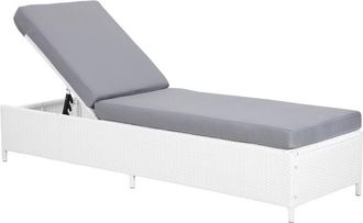 Beliani Beliani - Modern Garden Lounger Steel Frame White Faux Rattan Reclining Turin ii
