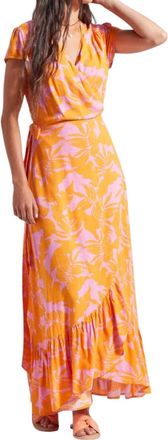 Tribal Canary Printed Maxi Dress In Orange