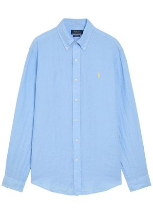 Polo Ralph Lauren Logo-embroidered Linen Shirt - Blue - Xxl