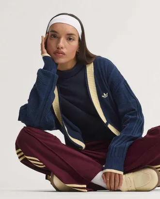 adidas Originals Cardigan in maglia a trecce indaco notte-Blu
