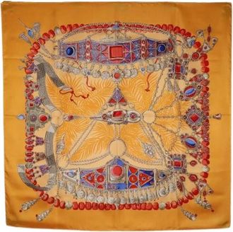 Herm&egrave;s Pre-owned Scarves, female, Orange, Size: ONE SIZE Pre-owned Silk Scarf