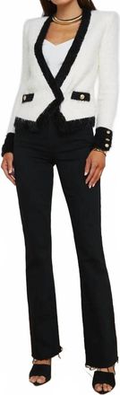 L'agence Georgia Contrast Cardigan Blazer In White/black