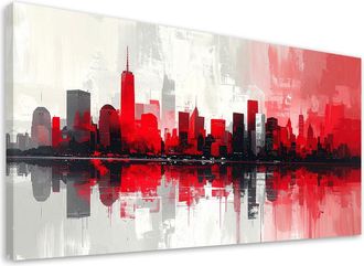 Feeby Impresi&oacute;n De Imagen, Edificios Rojos De La Ciudad Imitaci&oacute;n Pintura, 120x60
