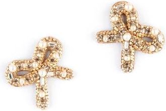 Deepa Gurnani Elsa Bow Imitation Pearl Earrings in Gold at Nordstrom Rack