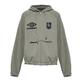 Umbro Zip-throughs, male, Gray, Size: M Royal Arms Zip Masked Hoodie Smock