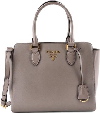 Prada Borsa tote convertibile piccola in pelle Saffiano - Grigio