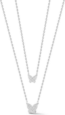 Glaze Jewelry Pav&eacute; Cubic Zirconia Butterfly Pendant Layered Necklace in Silver at Nordstrom Rack