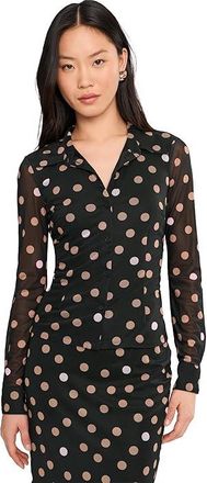 Sanctuary Fitted Mesh Button Down Womens Clothing Popspot : LG (US 10-12)