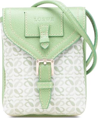 Loewe Pre-owned Womens Crossbody Bag Buckle Closure - Sage Green Textile - One Size