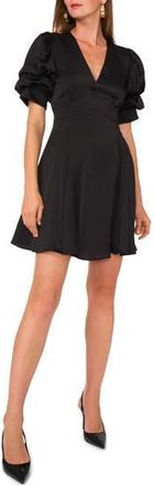 1.State Bubble Sleeve Fit & Flare Minidress in Rich Black at Nordstrom Rack, Size X-Small