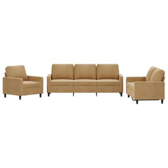 vidaXL Vidaxl - Set Di Divani 3 Pz Con Cuscini Marrone In Velluto