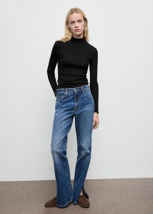 Mango Maglietta coste collo alto nero - Donna - XXS - MANGO