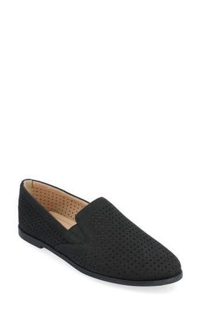 Journee Collection Lucie Perforated Flat Loafer - Wide Width Available in Black at Nordstrom Rack, Size 9.5