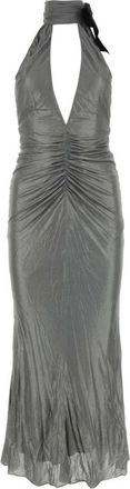 Alessandra Rich Grijze Viscose Jurk - Stijlvol en Comfortabel - Dames - Feestkleedjes - Grijs - 2XS - Kleedjes