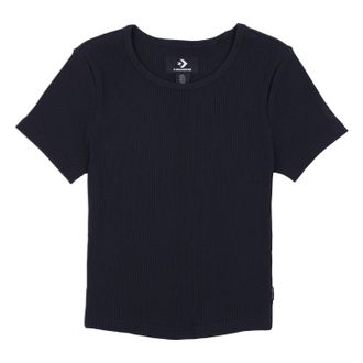 Converse T-Shirt CONVERSE RIBBED SLIM T-SHIRT, Damen, Gr. XXL (44), schwarz (converse schwarz), Jersey, Obermaterial: 95% Baumwolle, 5% Elasthan, unifarben, Ru