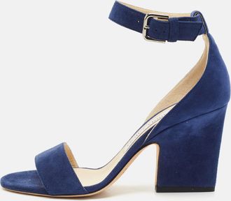 Jimmy Choo London Blue Suede Ankle Strap Sandals
