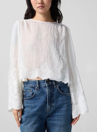 Smythe Womens Embroidered bell-sleeve blouse
