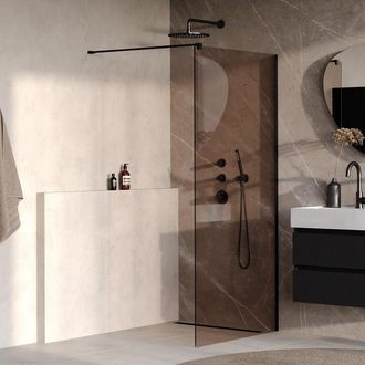 Marcel Breuer Oblivion Inloopdouche - 90x200cm - glascoating - brons glas - mat zwart