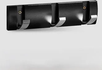 OEM Perchero De Pared, Puerta Flotante, Perchas De Aluminio Que Ahorran Espacio, Ba&ntilde;o, Sombreros, Toallas, Negro Plateado, 3 Ganchos