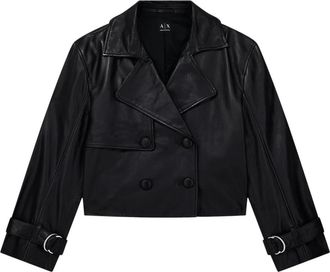 A|X Armani Exchange Korte leren jas - Dames - Leren en Su&egrave;de Jassen - Zwart - M - Leer - Jassen