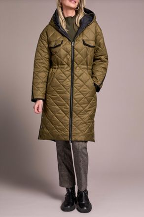 Tribal Long Sleeve Zip Front Reversible Puffer Jacket In Ivy