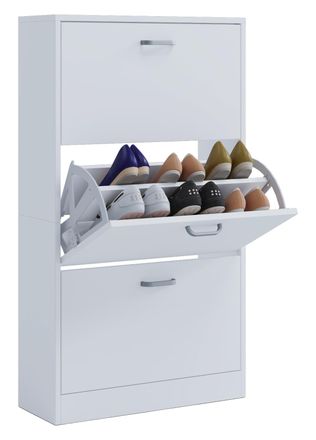 VCM Vcm - Gabinete De Zapatos De Madera Dimensiones: Al. 105 X An. 59 X P. 22 Cm 3 Solapas - Sipos L (blanco)