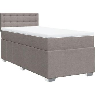 vidaXL Cama Box Spring Con Colch&oacute;n Tela Gris Taupe 100x200 Cm Vidaxl