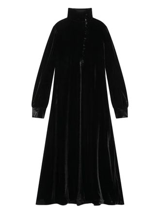 Maliparmi high-neck button-front velvet maxi dress - Black
