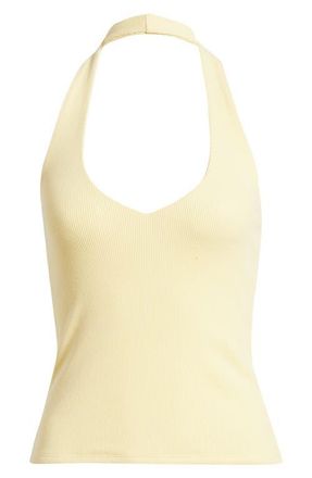 BP. Deep V-Neck Halter Top in Yellow Begonia at Nordstrom, Size Xx-Small